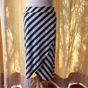 Athleta Black and White Asymmetrical Wrap Midi Skirt